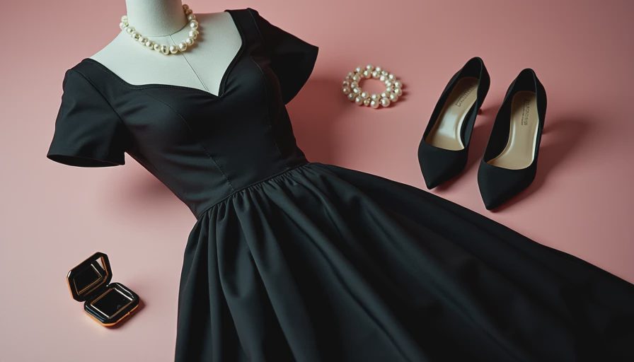 Visual context for vintage black dress